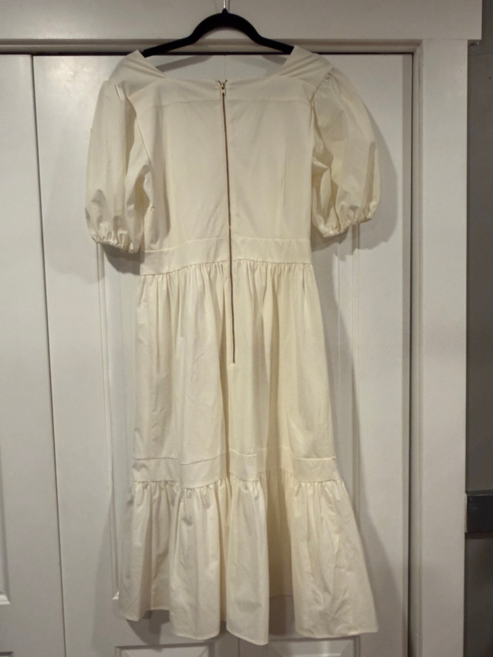 Rachel Parcell Cream Square Neck Puff Sleeve Midi Dress medium - Picture 6 of 8